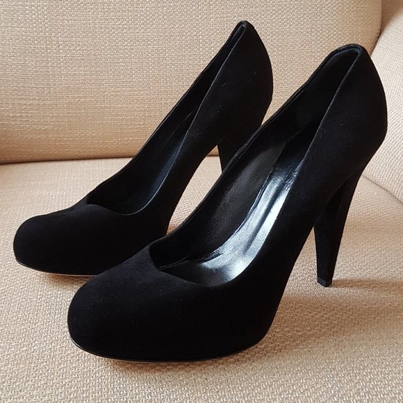 BALLY Black Suede Heels with Hidden Platform (size 7.5 US / 38 EU) - Picture 1 of 11